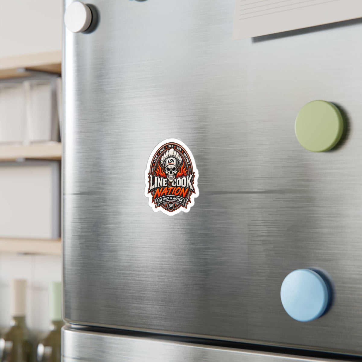 Line Cook Nation Sticker — Skull Chef Logo Restaurant Crew Decal