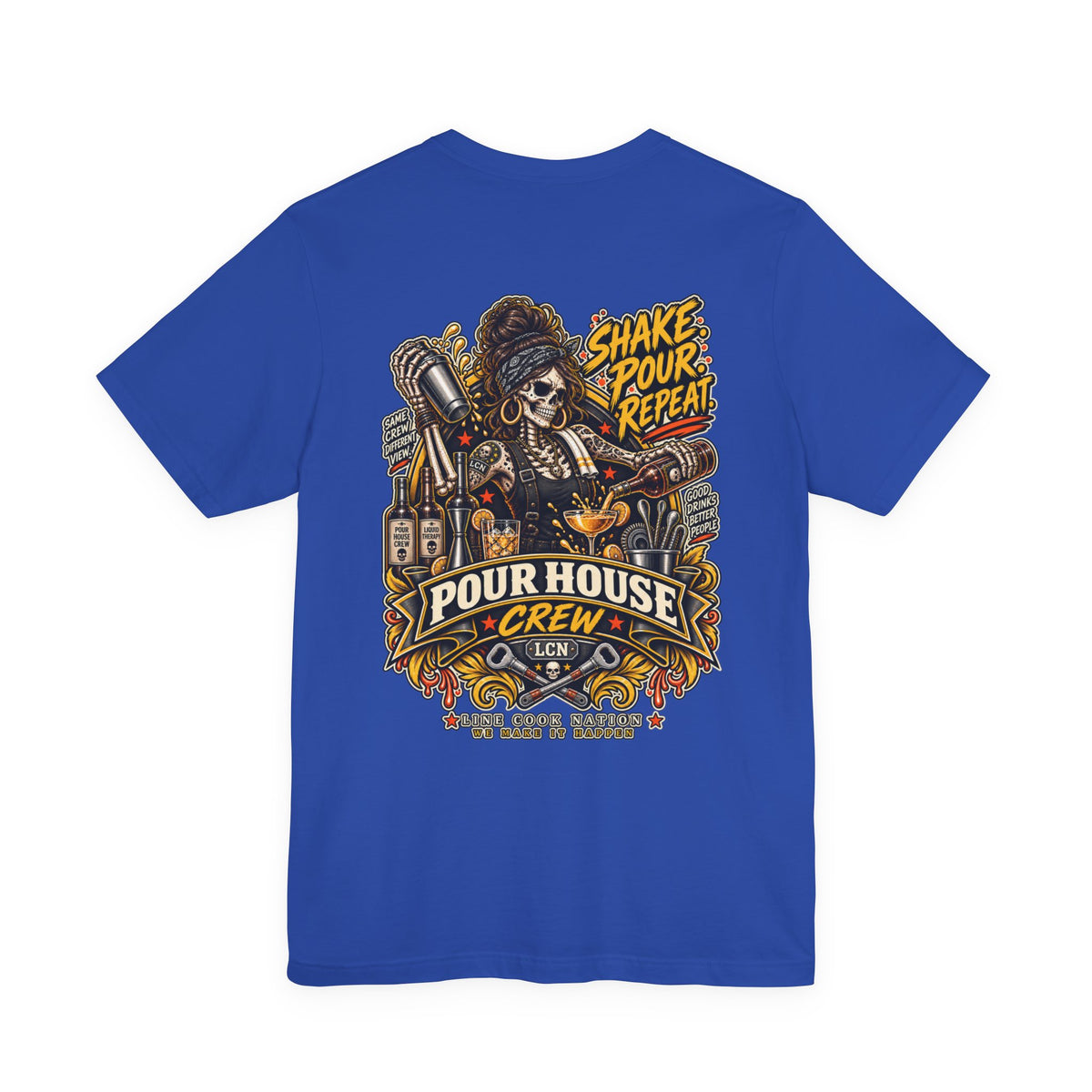 Pour House Crew T-Shirt — 'Shake Pour Repeat' Bartender Bar Tee