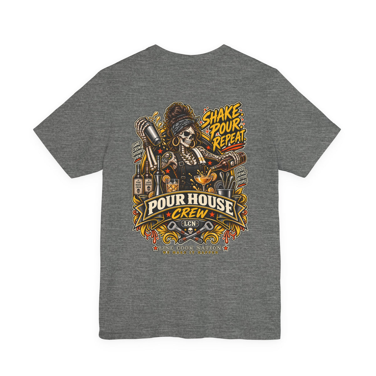 Pour House Crew T-Shirt — 'Shake Pour Repeat' Bartender Bar Tee
