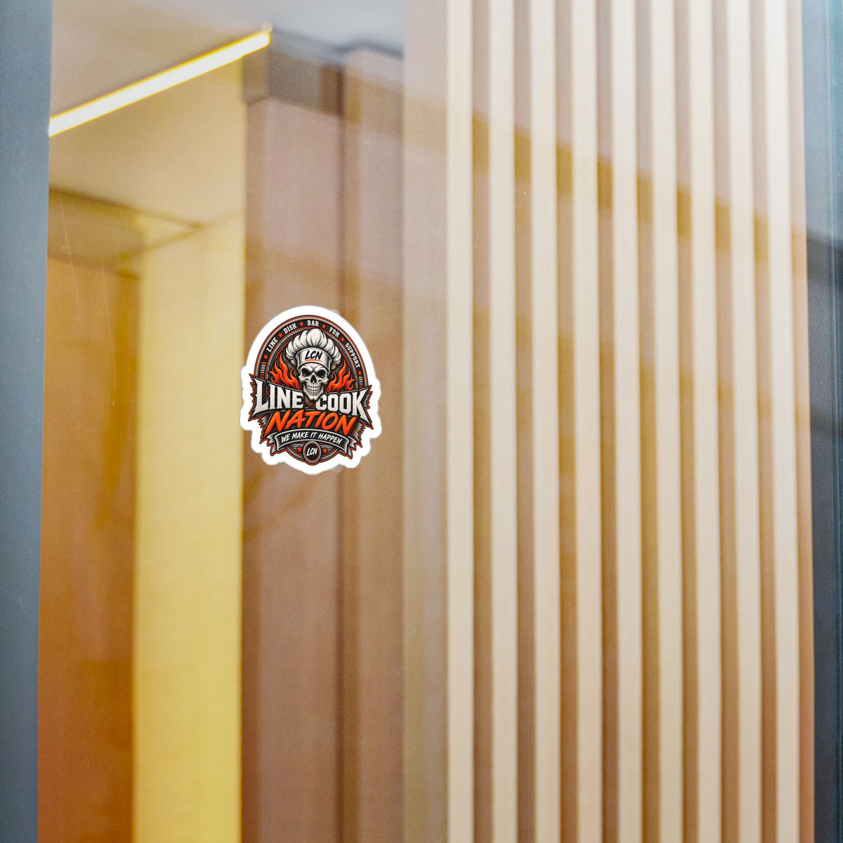 Line Cook Nation Sticker — Skull Chef Logo   Restaurant Crew Decal