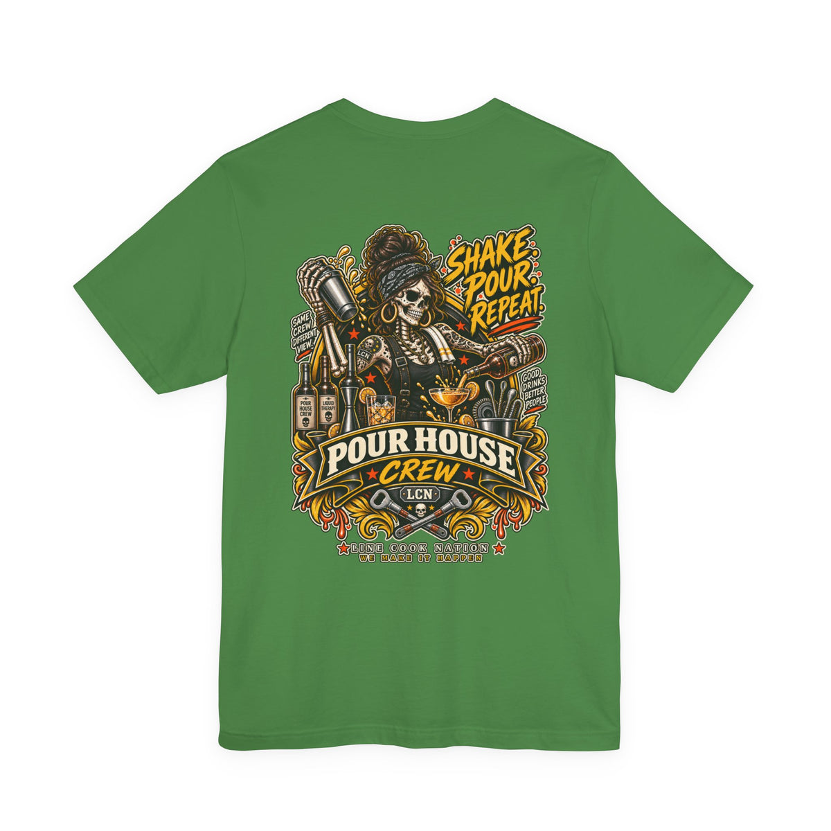 Pour House Crew T-Shirt — 'Shake Pour Repeat' Bartender Bar Tee