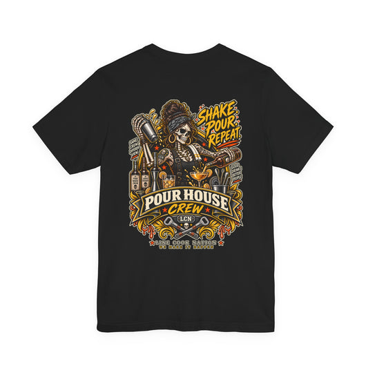 Pour House Crew T-Shirt — 'Shake Pour Repeat' Bartender Bar Tee