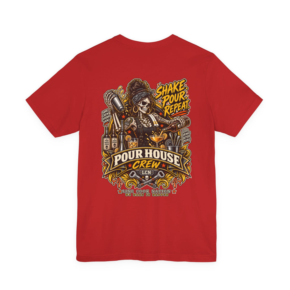 Pour House Crew T-Shirt — 'Shake Pour Repeat' Bartender Bar Tee